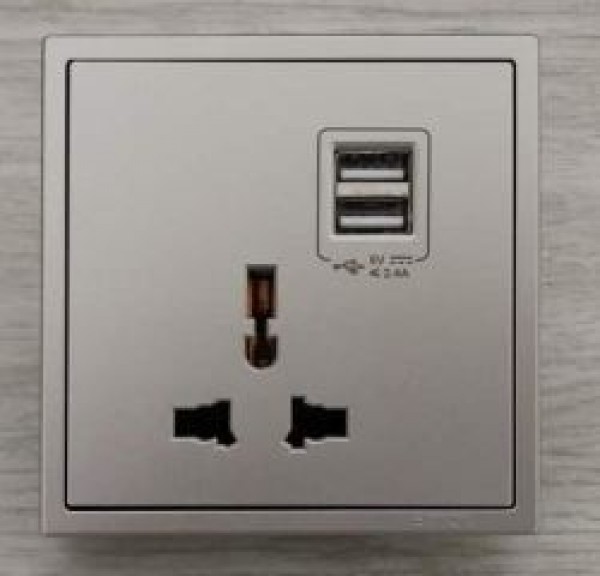 Ổ cắm đa tiêu chuẩn + 2 công tắc sạc USB Simon